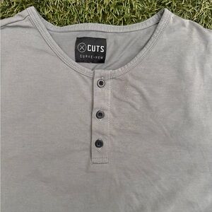 Cuts Clothing Men AO Curve Hem Tee Pycro Pro Fabric Short Sleeve Henley Shirt XL